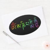 Om Mani Padme Hum Tibetan Mantra Rainbow Ovaler Aufkleber (Umschlag)