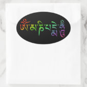 Om Mani Padme Hum Tibetan Mantra Rainbow Ovaler Aufkleber (Tasche)