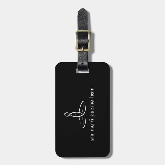 Om Mani Padme Hum - Weißer Extravaganter Stil Gepäckanhänger (Vorderseite vertikal)