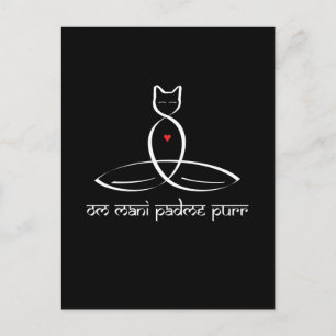 Om Mani Padme Purr - Text im Sanskrit-Stil. Postkarte