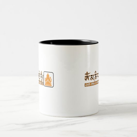 OM Mani padme Summen Chenrezig Zweifarbige Tasse (Mittel)