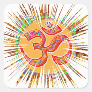 OM MANTRA Sparkle Quadratischer Aufkleber