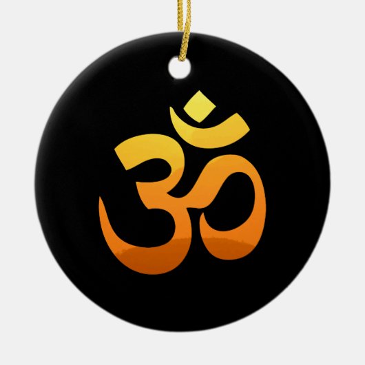 Om Mantra Symbol Gold Sun doppelseitig Keramik Ornament (Vorne)