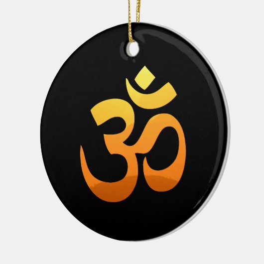 Om Mantra Symbol Gold Sun doppelseitig Keramik Ornament (Links)