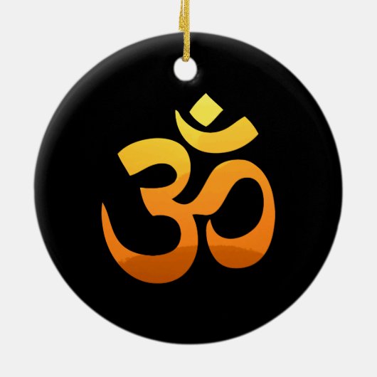 Om Mantra Symbol Gold Sun doppelseitig Keramik Ornament (Hinten)