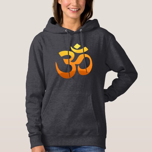 Om Mantra Symbol Gold Sun Yoga Weibchen Dunkelgrau Hoodie (Vorderseite)