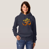Om Mantra Symbol Gold Sun Yoga Womens Navy Blue Hoodie (Vorne ganz)