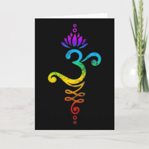 Om Mantra, Yoga, Symbol, Lotusblume, Regenbogen, C Karte
