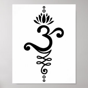 Om Mantra Yoga Symbol Lotusblume Unalome Ornament Poster