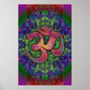 Om Metatrons Cube Mandala Poster