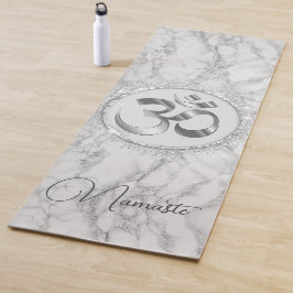OM Namaste Silver Marble Glitzer Elegant Yogamatte