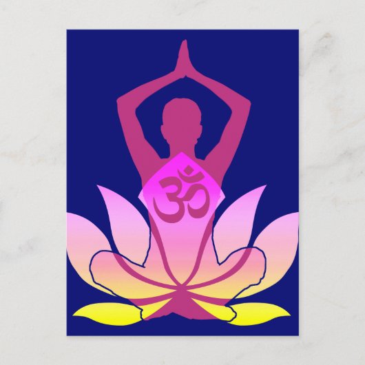 OM Namaste Spirituelle Lotus Blume Yoga auf blau Postkarte (Vorderseite)