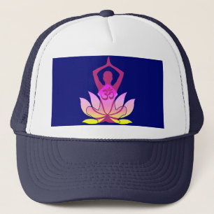 OM Namaste Spirituelle Lotus Blume Yoga auf blau Truckerkappe