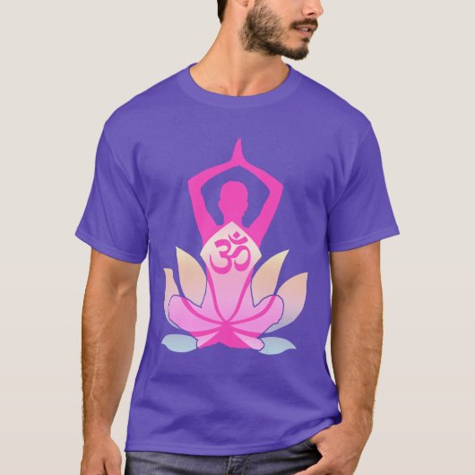OM Namaste Spirituelle Lotus Blume Yoga auf Lila T-Shirt (Vorderseite)