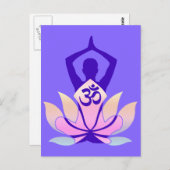 OM Namaste Spirituelle Lotus Blume Yoga auf Mauve Postkarte (Vorne/Hinten)