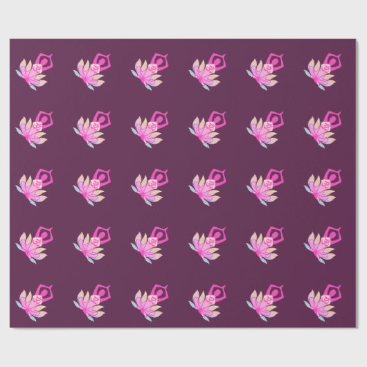 OM Namaste Spirituelle Lotus Blume Yoga auf Plum Geschenkpapier (Flach)