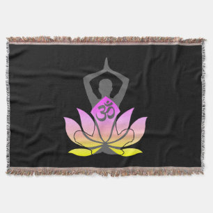 OM Namaste Spirituelle Lotus Blume Yoga Farben Decke