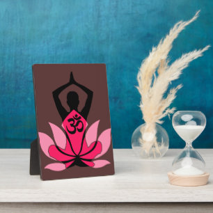 OM Namaste Spirituelle Lotus Blume Yoga in Umber Fotoplatte