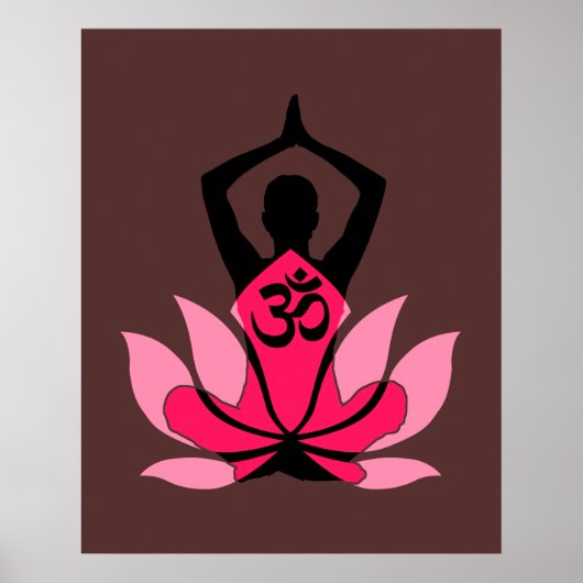 OM Namaste Spirituelle Lotus Blume Yoga in Umber Poster (Vorne)
