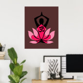 OM Namaste Spirituelle Lotus Blume Yoga in Umber Poster (Heimbüro)