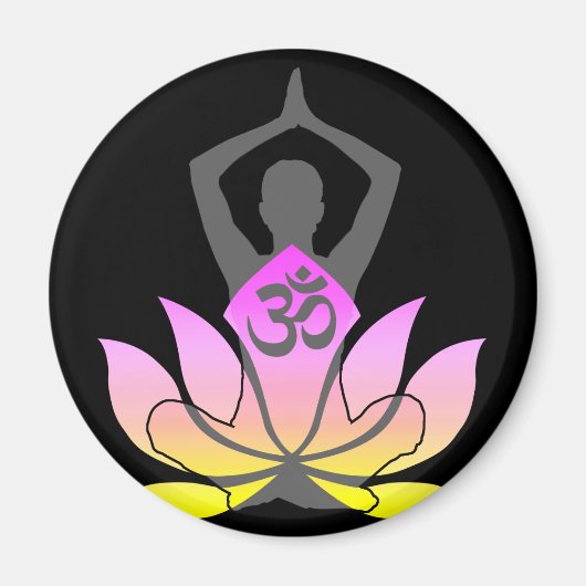 OM Namaste Spirituelle Lotus Blume Yoga Pose Magnet (Vorne)