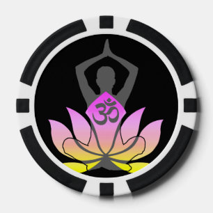 OM Namaste Spirituelle Lotus Blume Yoga Pose Pokerchips