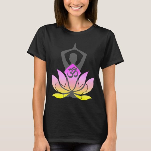OM Namaste Spirituelle Lotus Blume Yoga Pose T-Shirt (Vorderseite)