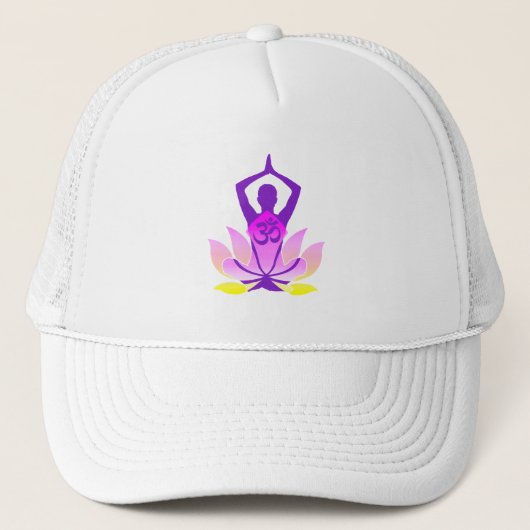 OM Namaste Spirituelle Lotus Blume Yoga Truckerkappe (Vorderseite)