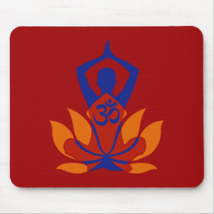 OM Namaste Spirituosen Lotus Blume Yoga on Crimson Mousepad