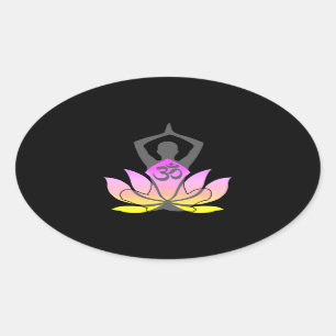 OM Namaste Spirituosen Lotus Blume Yoga Pose Ovaler Aufkleber