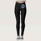 *~* OM-Neonmagentarotes u. -BLAU auf Schwarzem Leggings (Vorderseite)