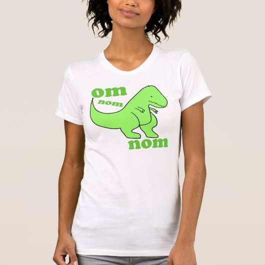 OM nom nom Dinosaurier isst T-Shirt (Vorderseite)