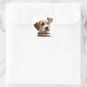 Om, nom, nom, nom, quadratischer aufkleber (Tasche)
