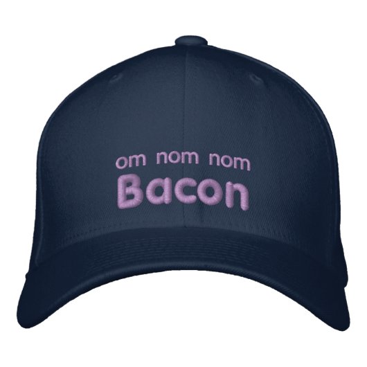 OM NOM NOM SPECK Liebe Bestickte Baseballkappe (Vorderseite)