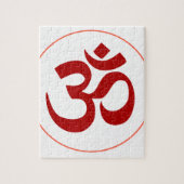Om oder OM-Symbol (dunkelrote Farbe) Puzzle (Vertikal)