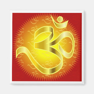 Om oder OM-Symbol in den Gelbs u. in den Rottönen Magnet