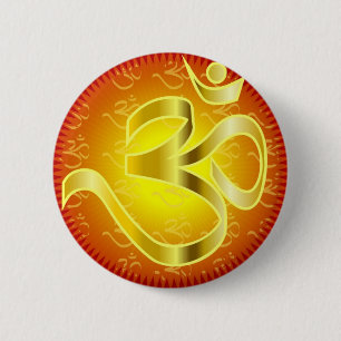 Om oder Om-Symbol in Gelb und Rot Button