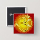 Om oder Om-Symbol in Gelb und Rot Button (Vorne & Hinten)