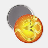 Om oder Om-Symbol in Gelb und Rot Magnet (Vorderseite/Rückseite)
