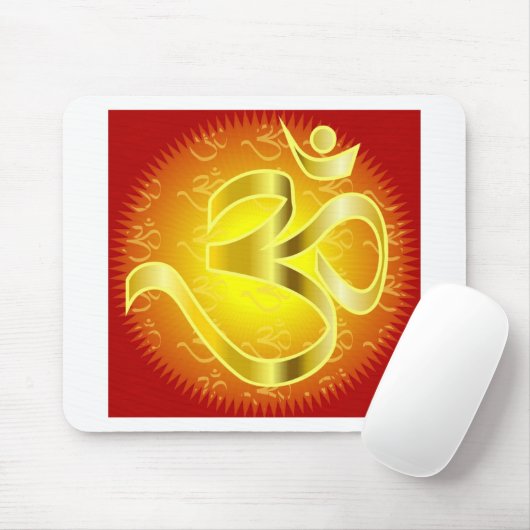 Om oder Om-Symbol in Gelb und Rot Mousepad (Mit Mouse)