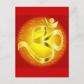 Om oder Om-Symbol in Gelb und Rot Postkarte (Vorderseite)