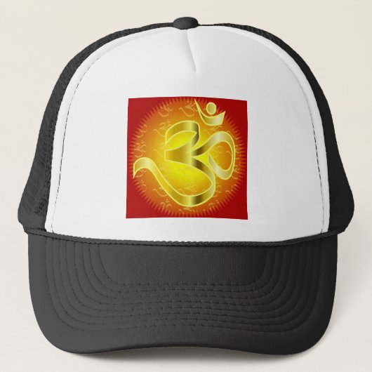 Om oder Om-Symbol in Gelb und Rot Truckerkappe (Vorderseite)