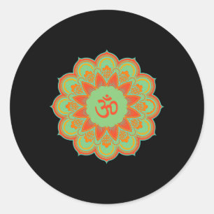 Om Ohm Aum Symbol Mandala Spirituelles Yoga-Gesche Runder Aufkleber
