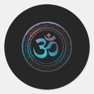Om Ohm Aum Symbol Spiritual Yoga Gift _2  Runder Aufkleber