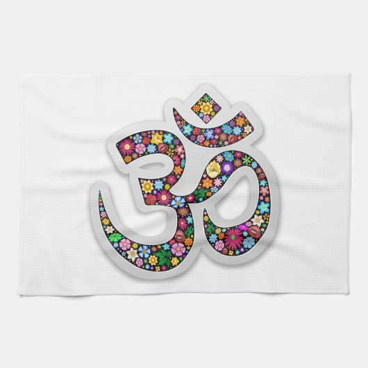 Om Ohm Om Namaste Yoga-Symbol Geschirrtuch (Horizontal)