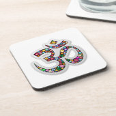Om Ohm Om Namaste Yoga-Symbol Getränkeuntersetzer (Linke Seite)