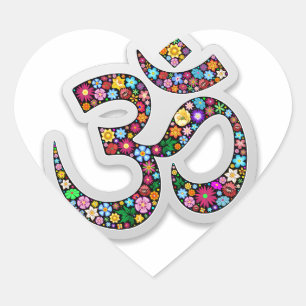 Om Ohm Om Namaste Yoga-Symbol Herz-Aufkleber