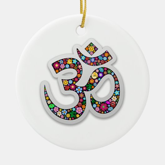 Om Ohm Om Namaste Yoga-Symbol Keramikornament (Vorne)