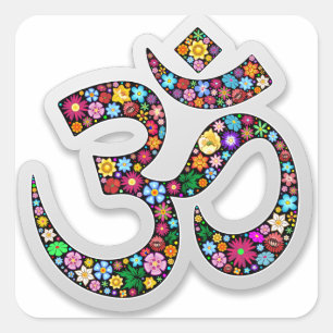 Om Ohm Om Namaste Yoga-Symbol Quadratischer Aufkleber