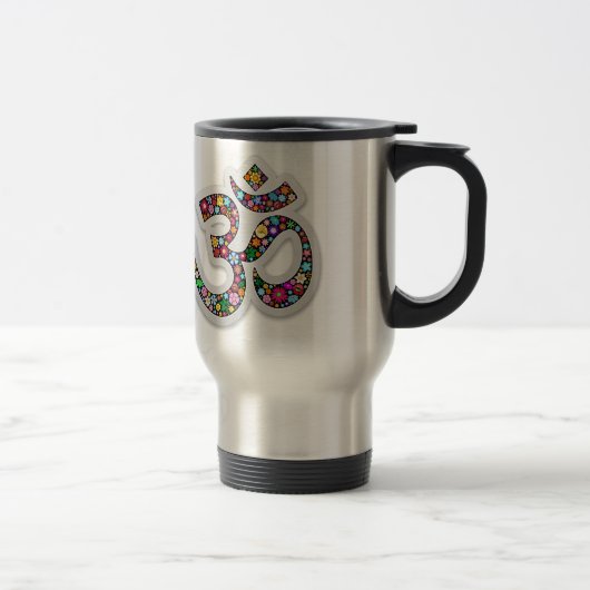 Om Ohm Om Namaste Yoga-Symbol Reisebecher (Rechts)